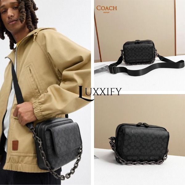 Coach Charter Flap Crossbody 24 In Signature Canvas (Men Sling