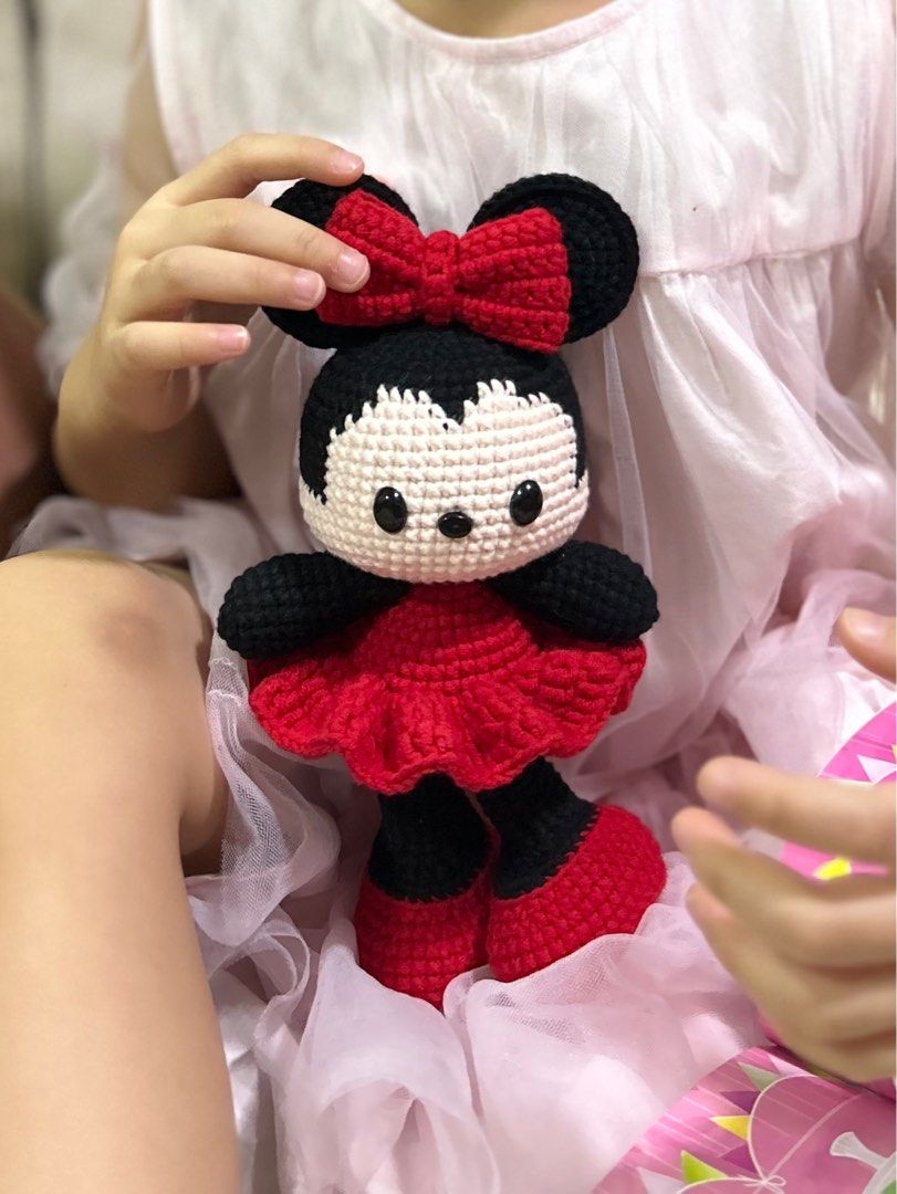 Customised doll for children custom made crochet Minnie Mouse hand made Mickey Mouse toys crochets by blooming crafts Hobbies Toys Stationery Craft Handmade Craft on Carousell