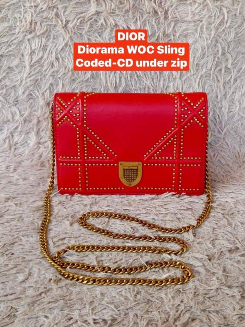 Diorama Wallet on Chain Coded (Category: Luxury Bags & Wallets) located in Pagadian. Submitted by lightbagelyas (Listing ID 1311254791, Image 1). Description: Christian DIOR Diorama Wallet on Chain (WOC) Shoulder Bag Coded CD under zipper Complete Studded Aged Gold Hardware Lambskin Leather Suede Lining No issue.