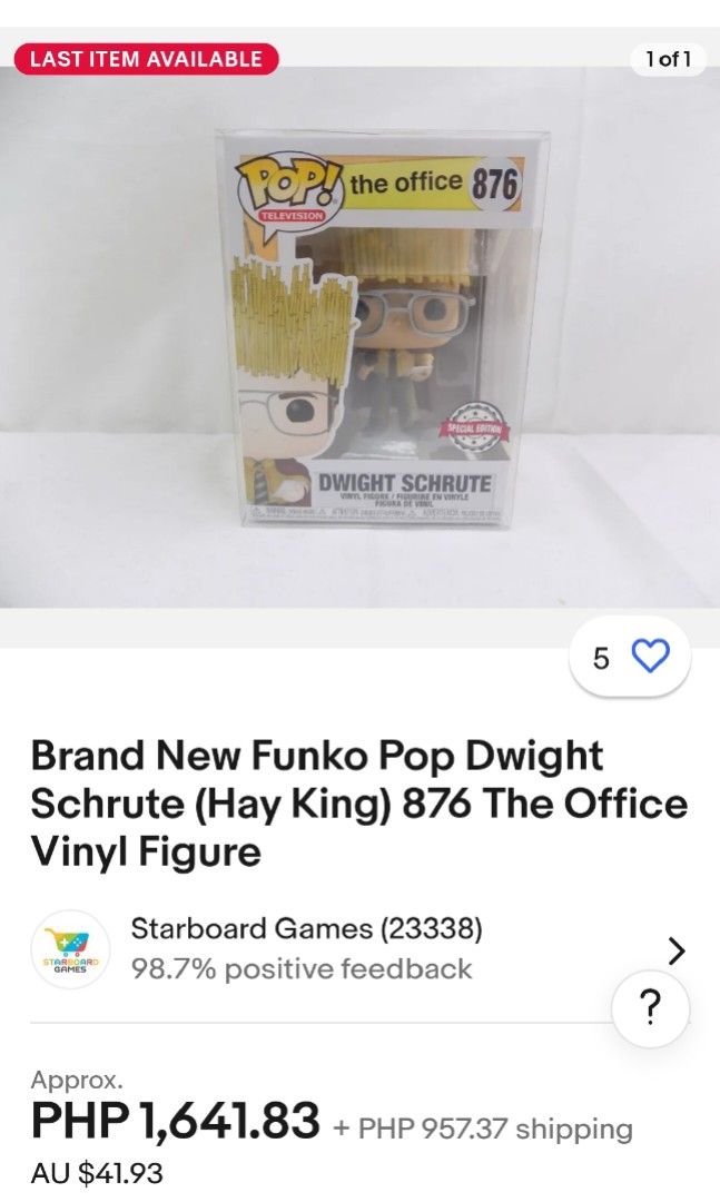 Dwight schrute hay king funko pop cheap
