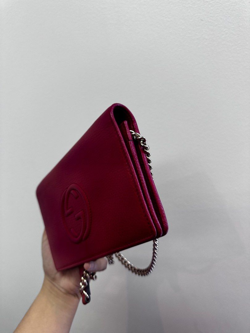 GUCCI Soho Red Leather Wallet on Chain Bag Luxury Bags Wallets on Carousell