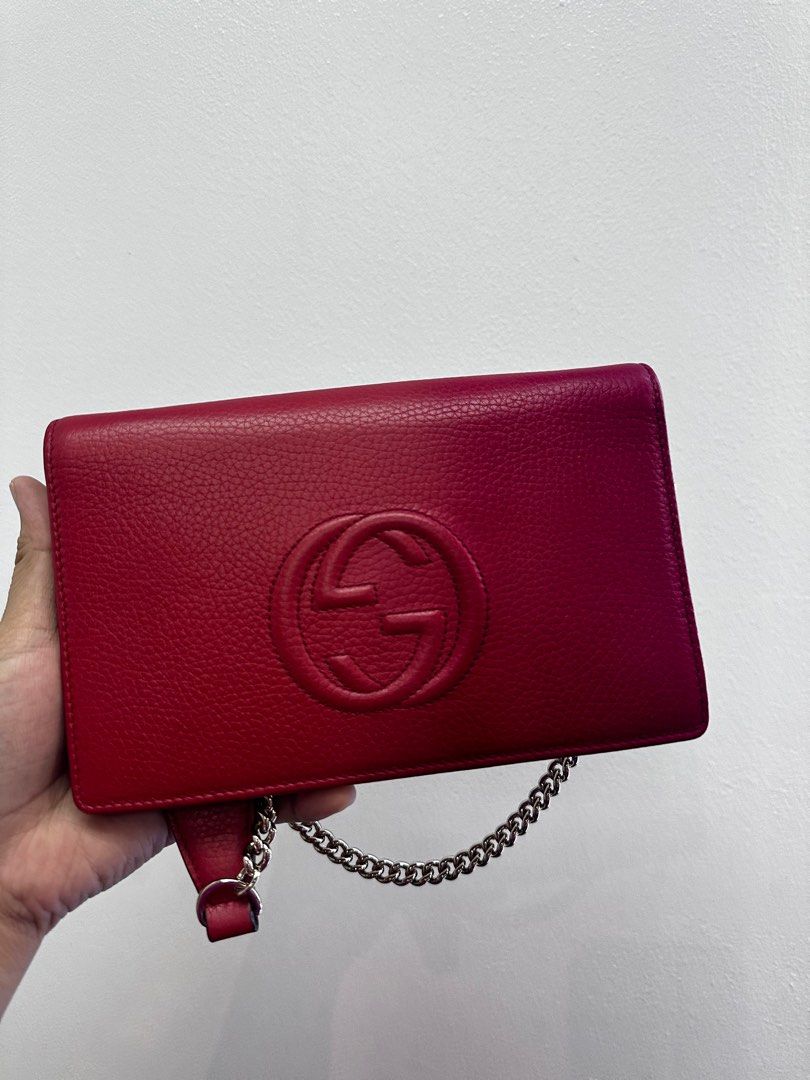 GUCCI Soho Red Leather Wallet on Chain Bag Luxury Bags Wallets on Carousell