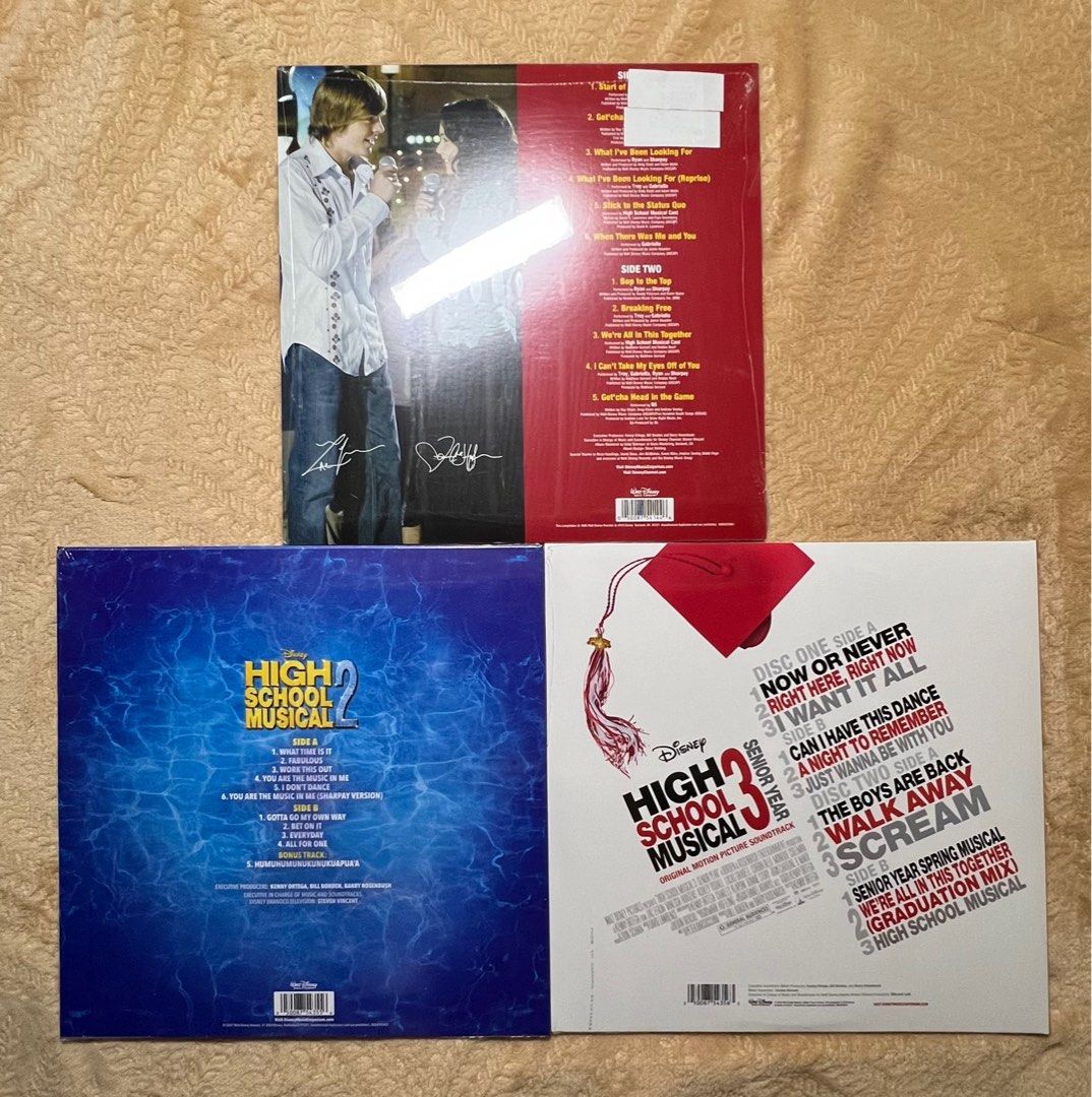 High School Musical Vinyl (Category: Vinyls) located in Quezon City. Submitted by irissc (Listing ID 1311339027, Image 2). Description: HSM 1 Red - 2,999 HSM 2 Blue - 2,499 HSM 3 Red/white - 3,499 Take all 8k.