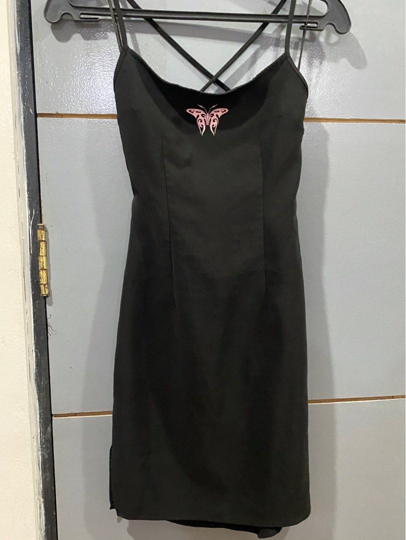 H&M Mini Backless Black Butterfly dress with slit , Women's Fashion, Dresses  & Sets, Dresses on Carousell