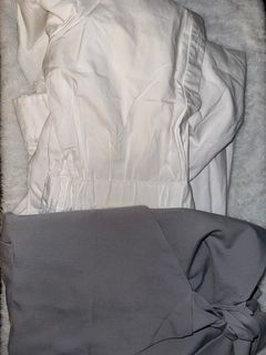 Korean all white dress and grey vest