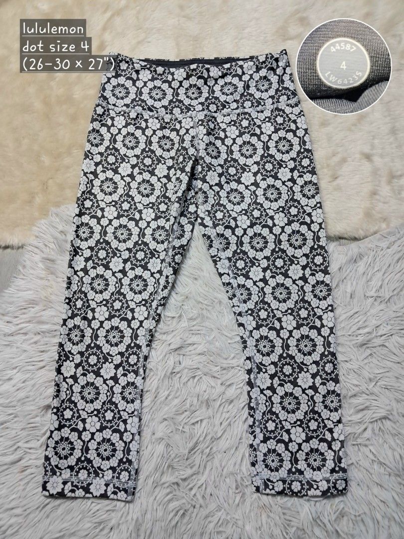 Lululemon wunder under twiggy floral nimbus print crop leggings gray Women s Fashion Activewear on Carousell