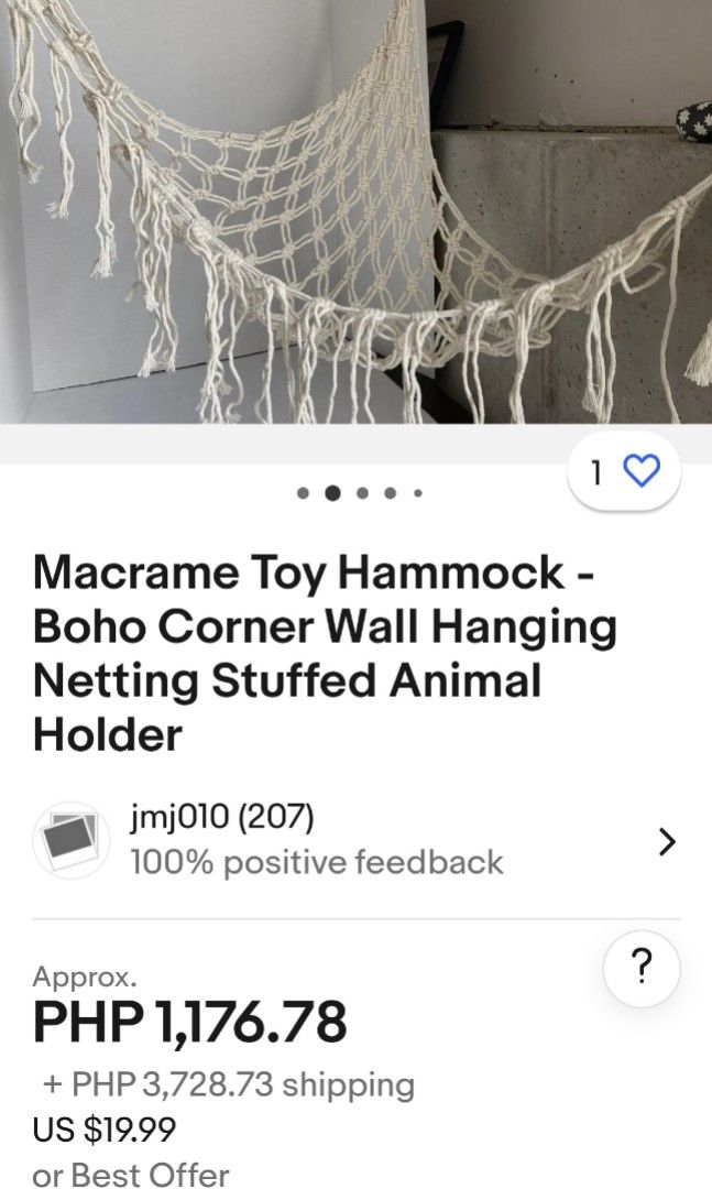 Macrame corner pet hammock (Category: Carpets, Mats & Flooring) located in Guagua. Submitted by goodbuysathome (Listing ID 1311235832, Image 3). Description: Last price npo from Korea Add sf 75 Gcash #listsellwin.