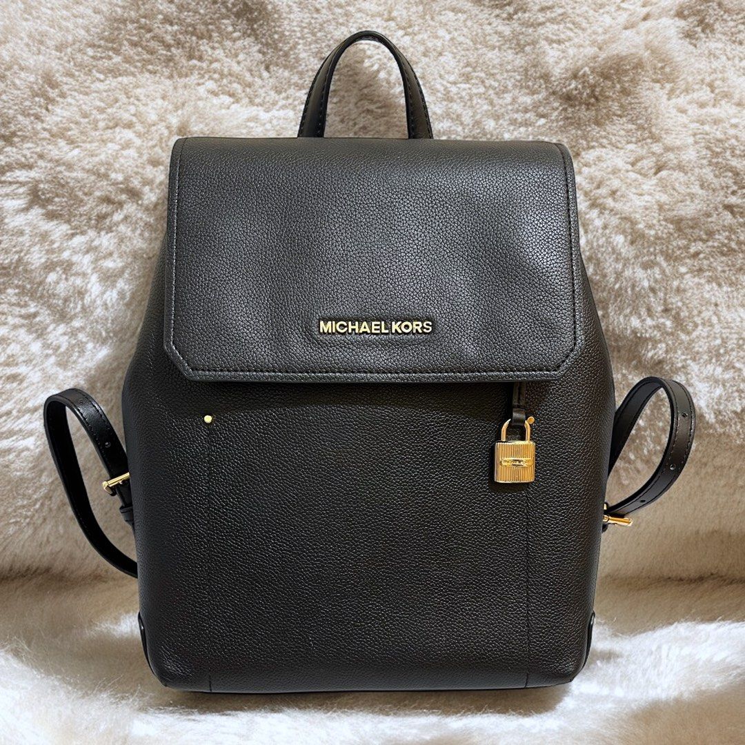 Michael Kors Hayes Backpack black Pebbled Leather MK women with inner extra bag