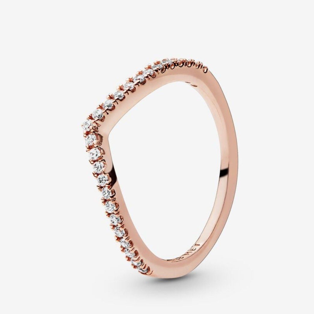 Pandora Wishbone 14k Rose Gold-Plated Ring Size 56, Women's