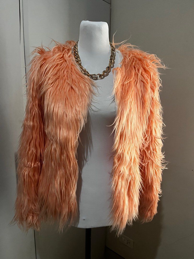 Peach faux fur jacket online
