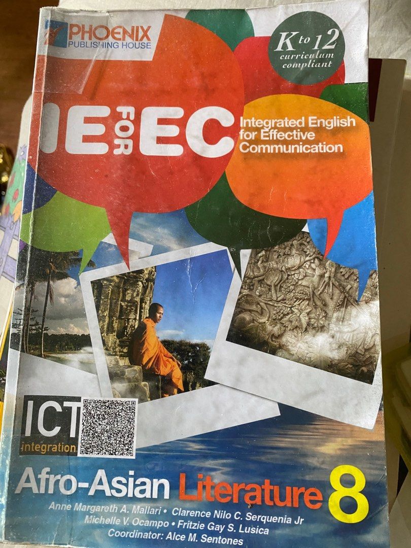 Preloved Integrated English for Effective Communication (Category: Textbooks) located in Cainta. Submitted by jessicajaye (Listing ID 1311102114, Image 1). Description: Preloved Integrated English for Effective Communication 8 Afro Asian Literature 8 Copyright 2019 Brand new price Php748 Complete pages Some pages have answers Some with highlights No name at the side of the book Shipping from Greenwoods, Pasig Delivery via lalamove or grab or your