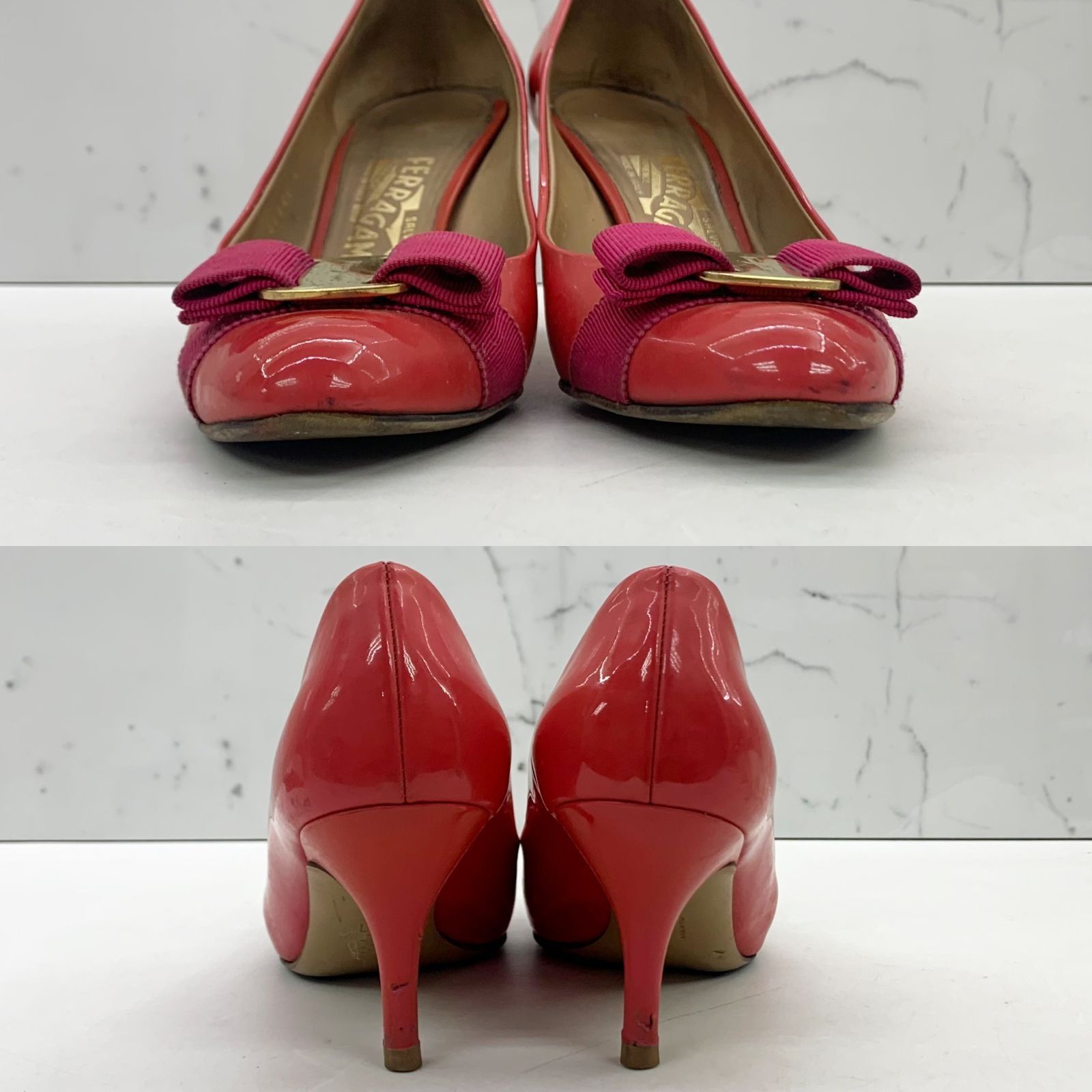 Ferragamo red pumps clearance