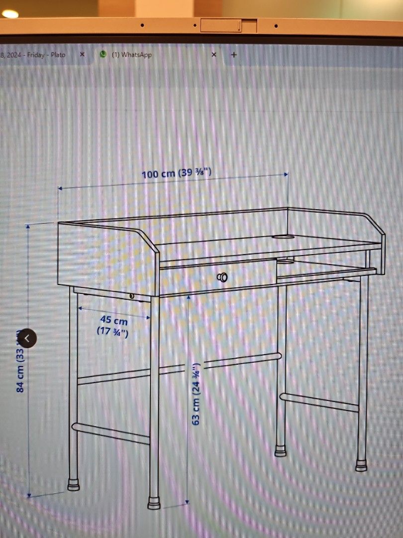 Study Table (Category: Tables & Sets) located in Singapore. Submitted by pinklady75 (Listing ID 1311206398, Image 3). Description: see matching cabinet in my other listing.