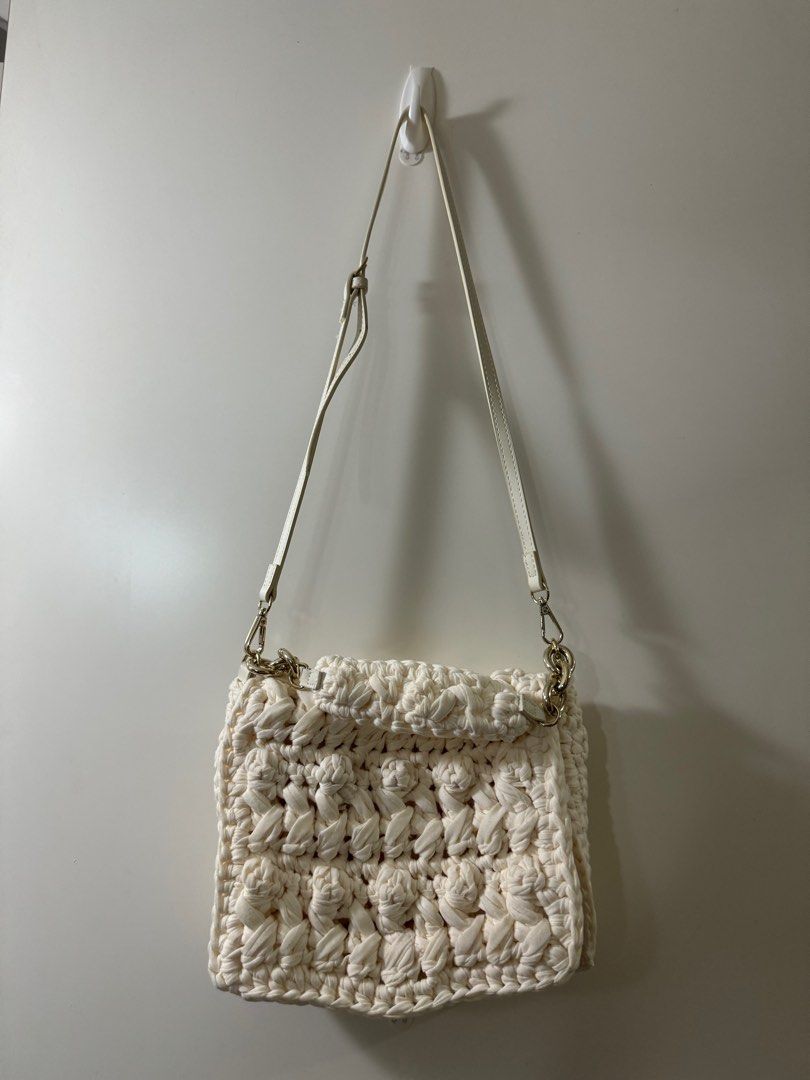 zara knitted sling bag n brown hand bag, Women's Fashion, Bags