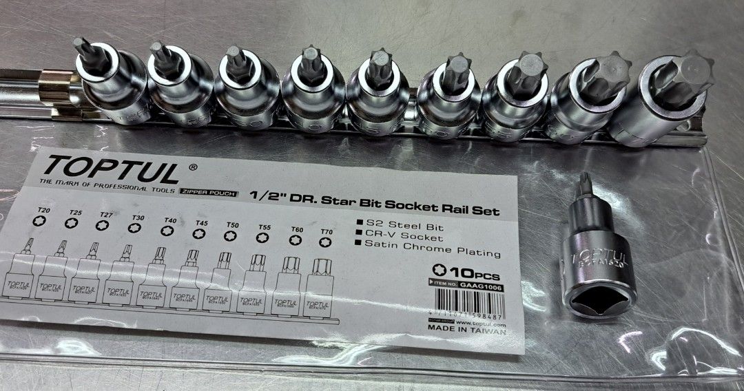 1/2" Dr. STAR BIT SOCKET SET (Category: Construction Tools & Equipment) located in Manila. Submitted by tonpornel (Listing ID 1311365454, Image 1). Description: 10pcs Set T20, T25, T27, T30, T40, T45, T50, T55, T60, T70 Ton-Pornel Mercantile • We supply Powertools, Hardware tools, Plumbing, Paints, Electrical and Construction materials • We offer Paint Mixing and Powertools Repair Visit us: 38 Marcos Highway Mayamot, Antipolo City https://maps.go