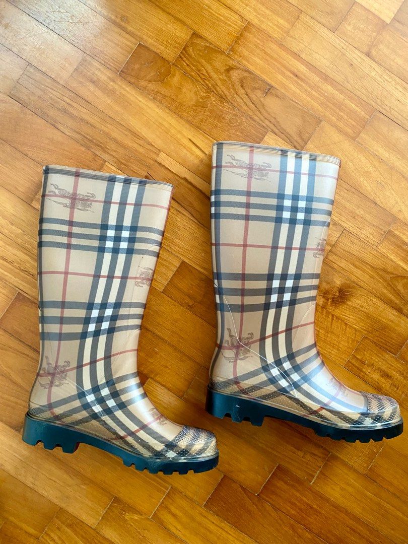 Burberry Haymarket Rainboots Luxury Sneakers Footwear on Carousell