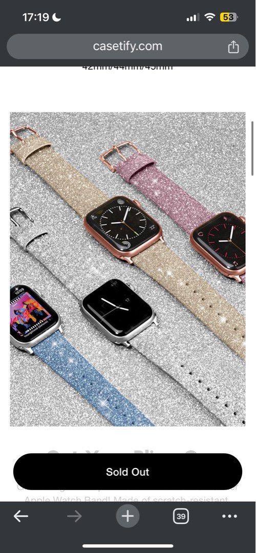 Casetify Apple Watch Glitter Band Silver