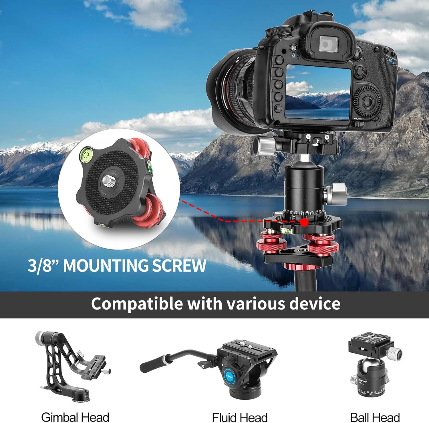 CAVIX Camera Leveler Tripod Leveling Base Tri-Wheel Head for Macro ...