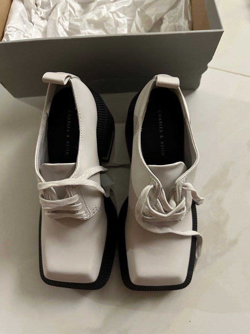 Charles Keith White Chunky Loafers Original $80, Women's Fashion