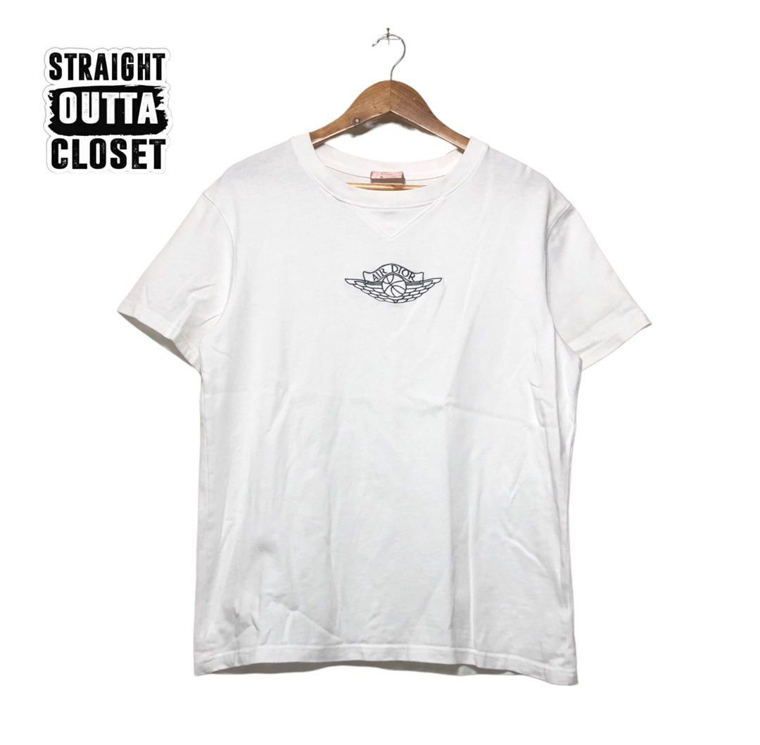 DIOR x JORDAN EMBROIDERED WING LOGO TEE Luxury Apparel on Carousell