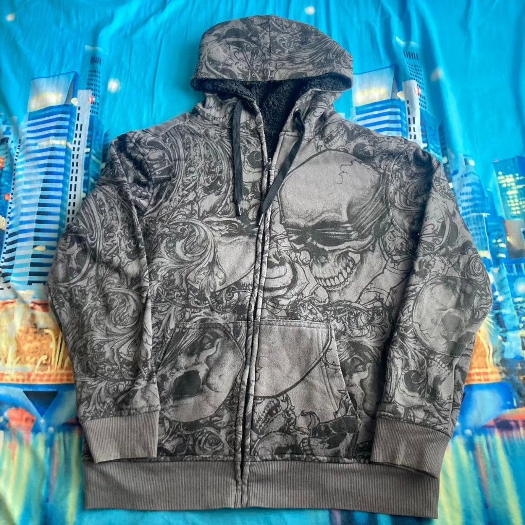 Faded tofu glory skull hoodie zip