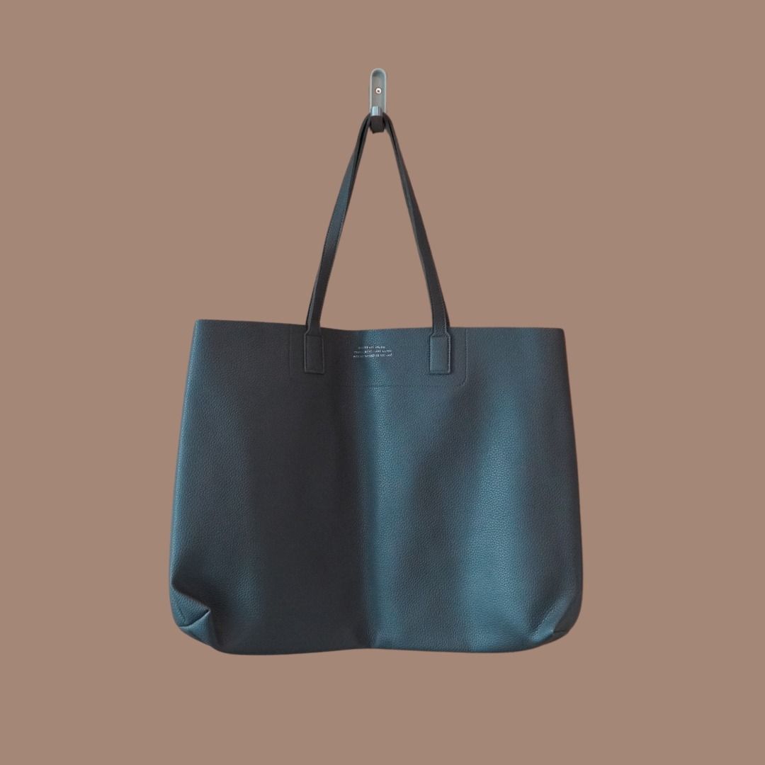 Global Work Large Leatherette Tote Bag Gray Women s Fashion Bags Wallets Tote Bags on Carousell
