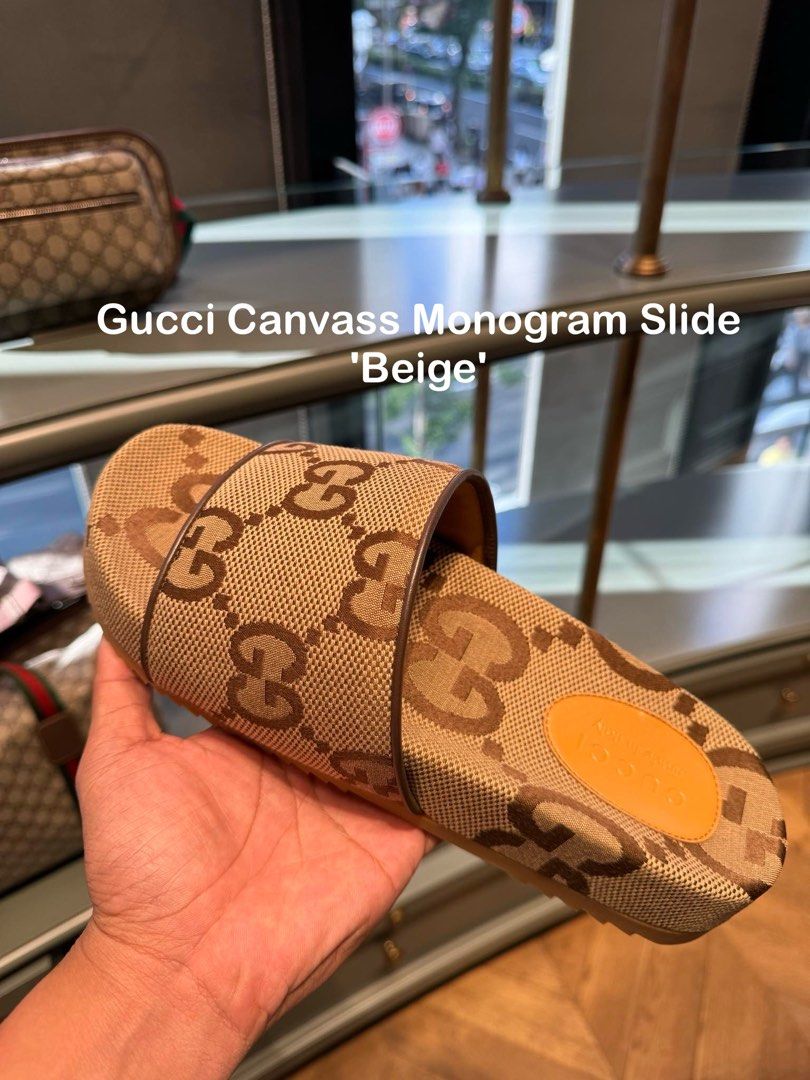 Gucci beige slides hot sale