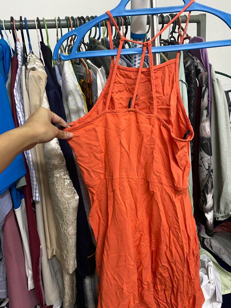 H M Orange Romper Mini Dress Women s Fashion Dresses Sets Jumpsuits on Carousell