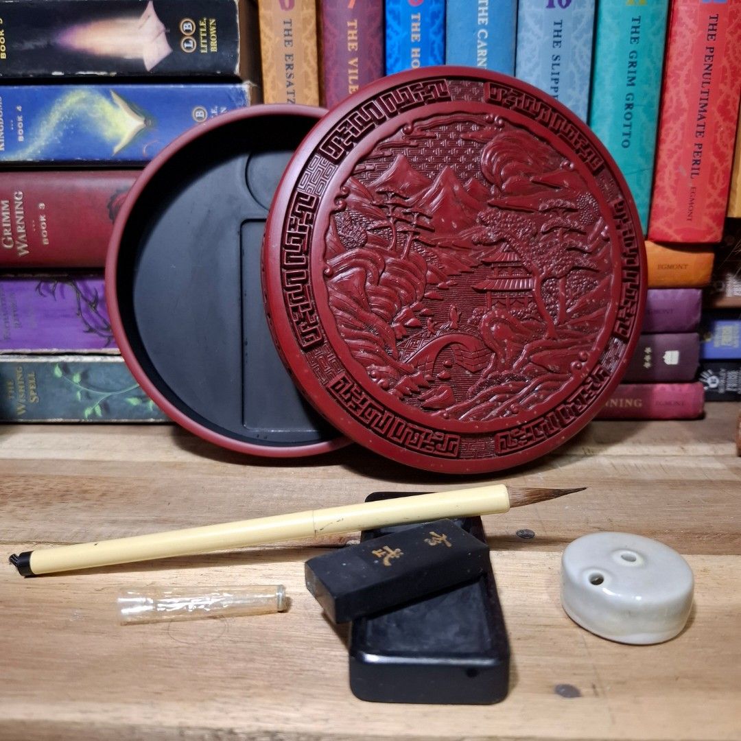 Japanese Calligraphy Tools (Category: Craft Supplies & Tools) located in Valenzuela. Submitted by shikkufindsmla (Listing ID 1311438372, Image 1). Description: Japanese Calligraphy Tools Set Carved Red Cinnabar Lacquer Round Lidded Box WYSIWYG with minimal signs of usage. please check photos P950 only.