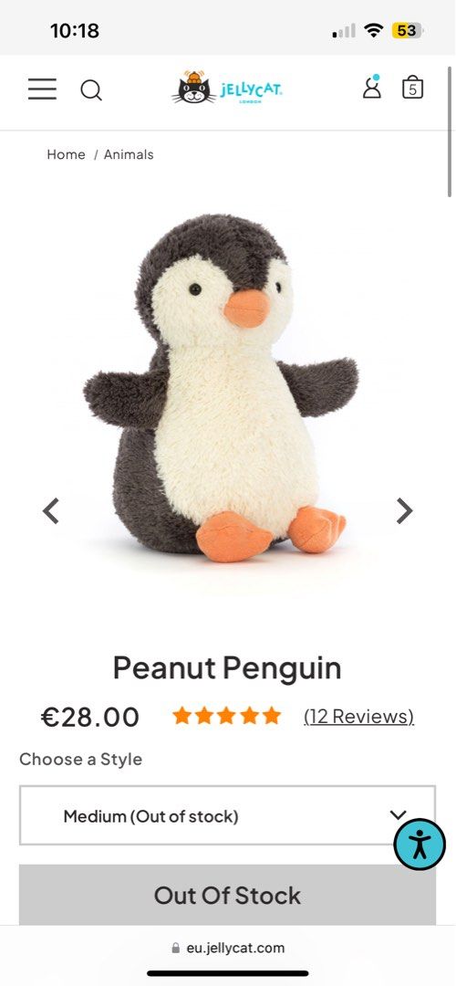 Jellycat peanut penguin medium deals
