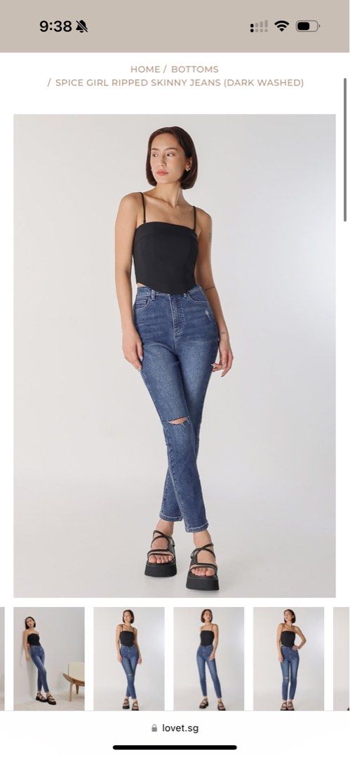 Lovet SPICE GIRL RIPPED SKINNY JEANS (DARK WASHED), Women's