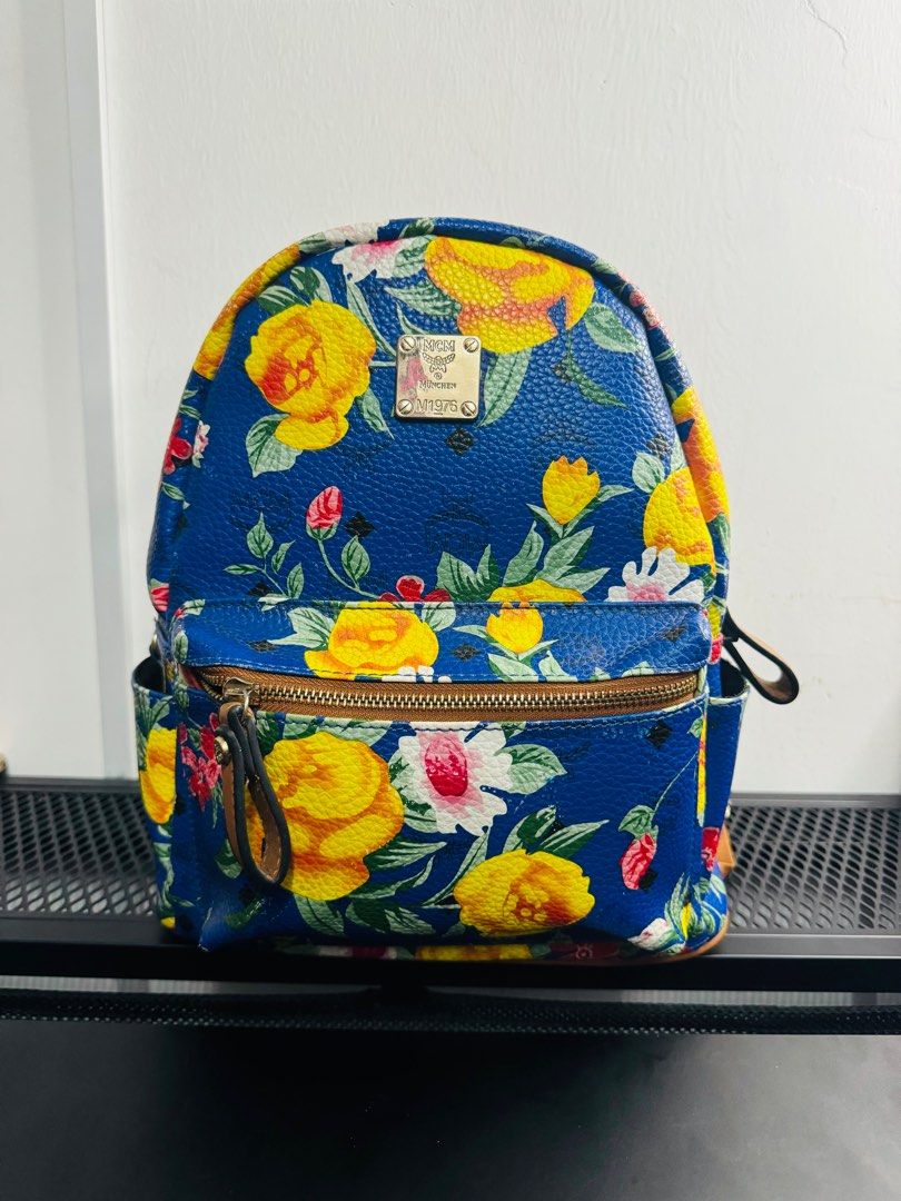 MCM Floral Leather Backpack M L