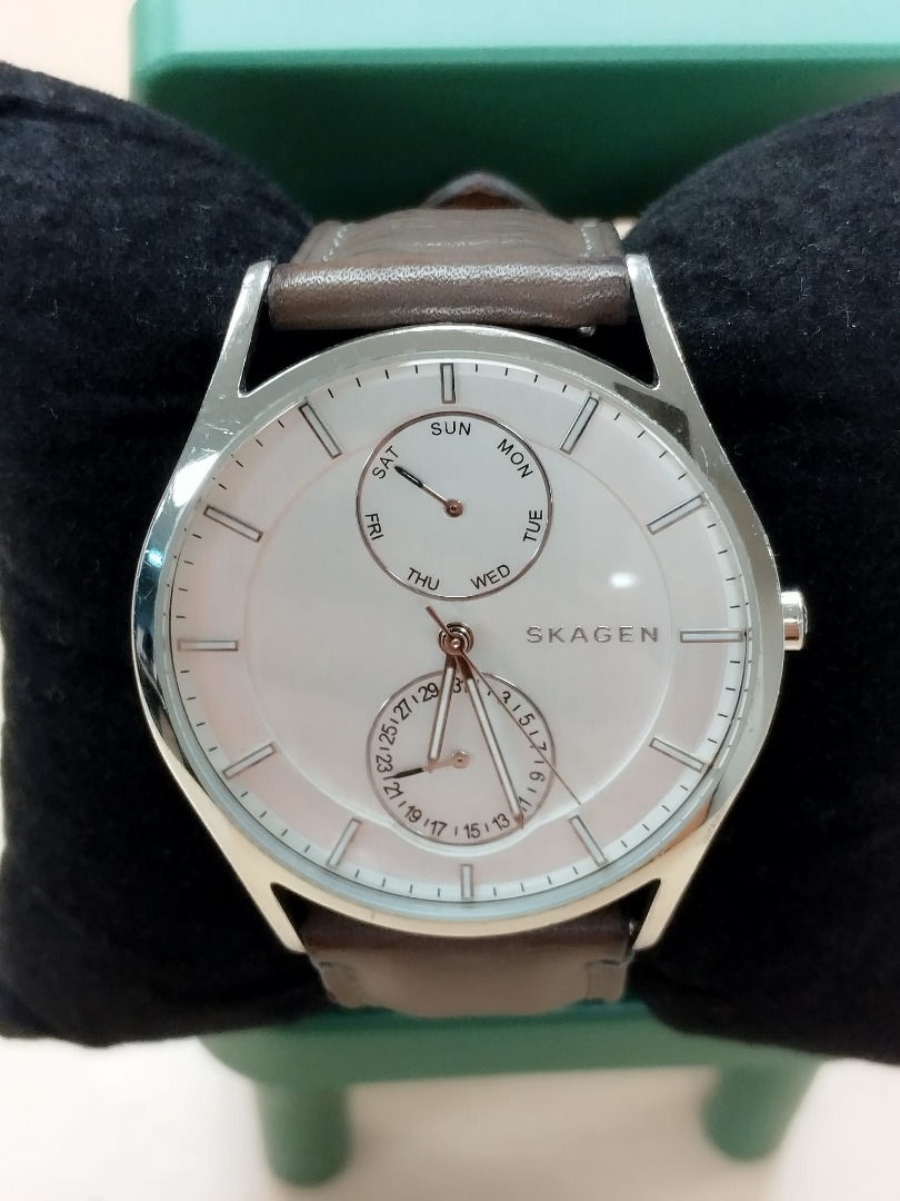 Men s Skagen Holst Multi Function Leather Band Watch SKW6176 Retail Price 380 Men s Fashion Watches Accessories Watches on Carousell