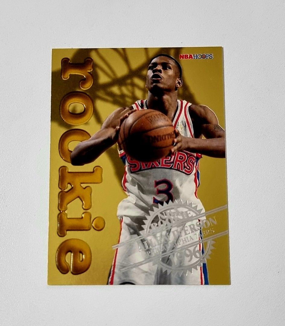 NBA 1996-97 Hoops Rookie Allen Iverson Gold Embossed Rookie Insert 