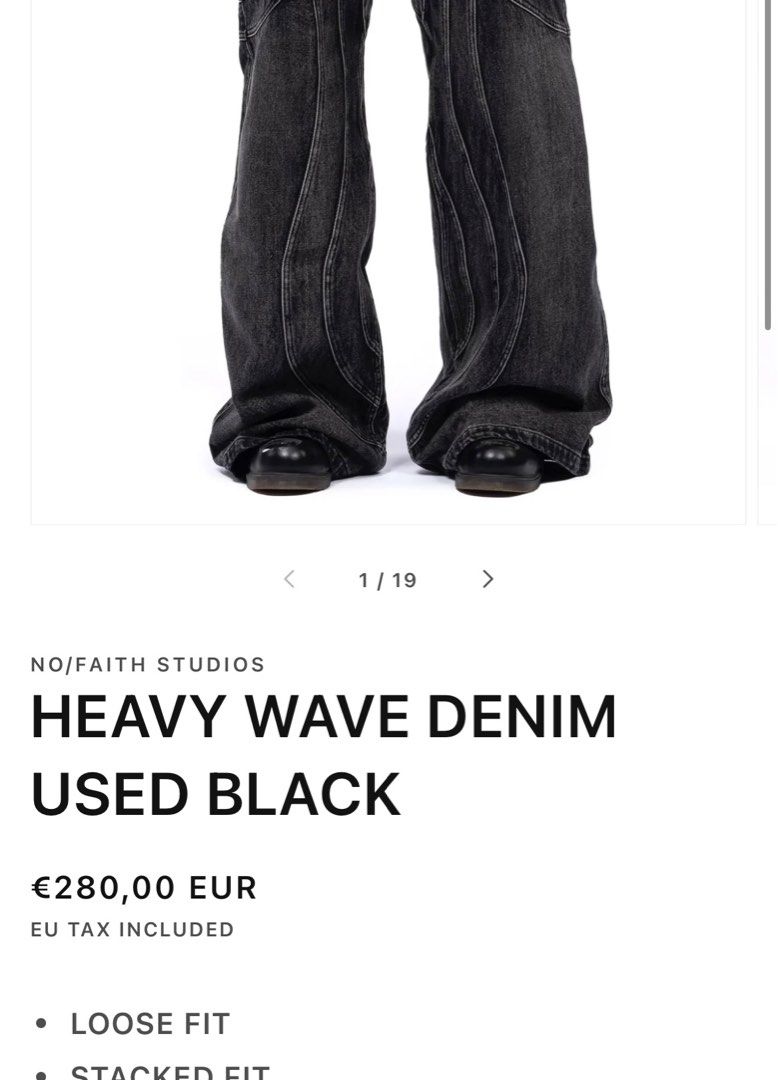 no/faith studios BLACK wave heavy denim no faith studios heavy