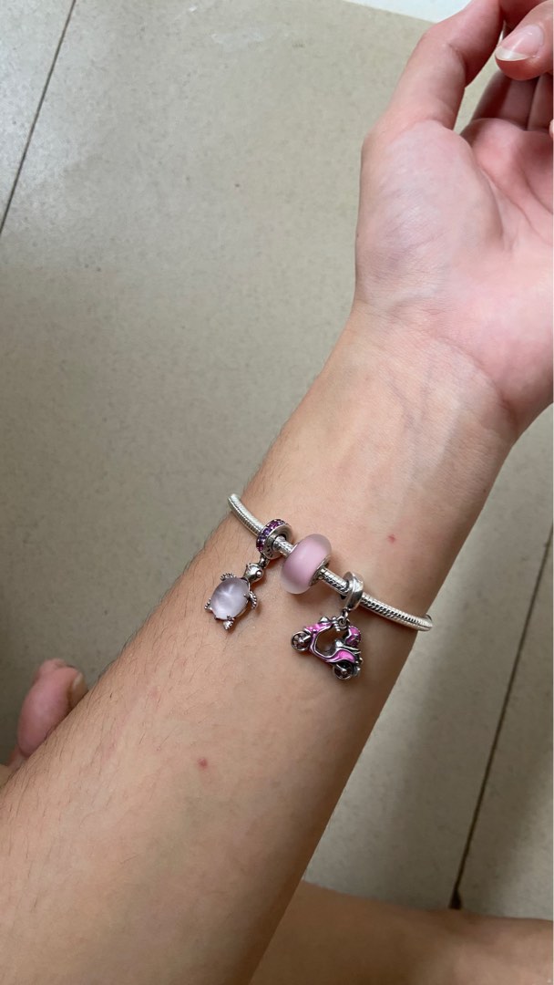 Pandora bracelet 18cm with vespa charm n murano Fesyen Wanita Aksesoris di Carousell