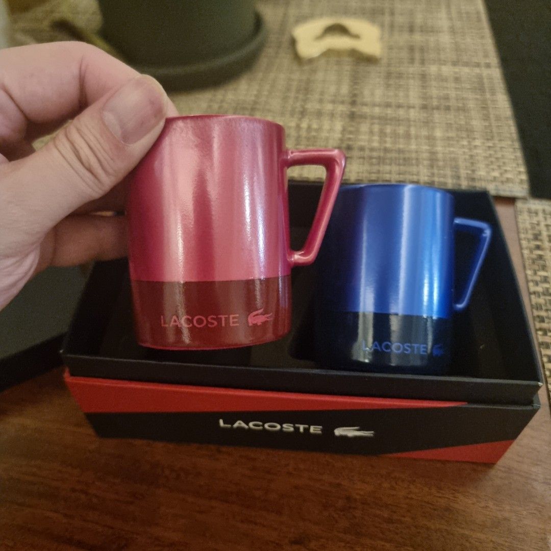 Rare Lacoste Espresso cup 4oz (Category: Coffee & Tea Tableware) located in Quezon City. Submitted by sandoym (Listing ID 1311506637, Image 2). Description: Rare LACOSTE Mini Cup Shot Glass Red Blue Espresso 4oz NEW Ceramic Set of Two.