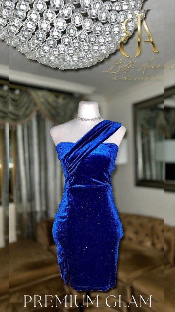 ROYAL BLUE REGAL VELVET GLAM GLITZ SEMI FORMAL DRESS PERFECT FOR SPECIAL EVENTS DATE NIGHTS NIGHT OUTS CLUBBIN ATTIRE SEXY BUT CLASSY DRESS
