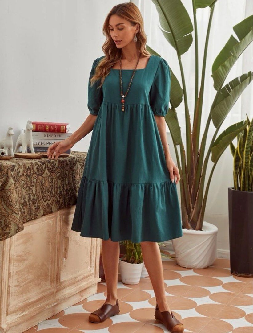 Shein emery rose green dress, Women's Fashion, Dresses & Sets, Dresses on  Carousell