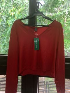 SHEIN red long sleeves crop sweater - plus size 4XL