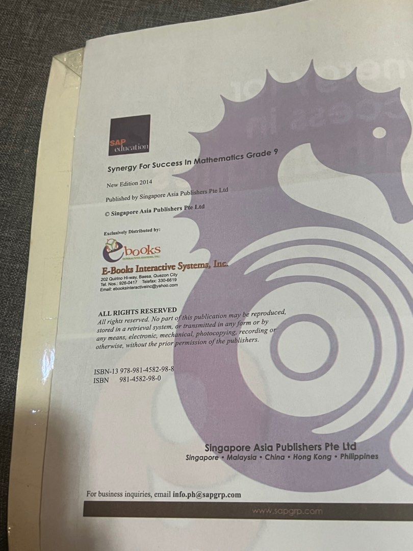 Synergy for Success in Mathematics 9 (2014) (Category: Textbooks) located in Quezon City. Submitted by chloe_declutter (Listing ID 1311458917, Image 3). Description: Qc area Still available 05/24/2026.