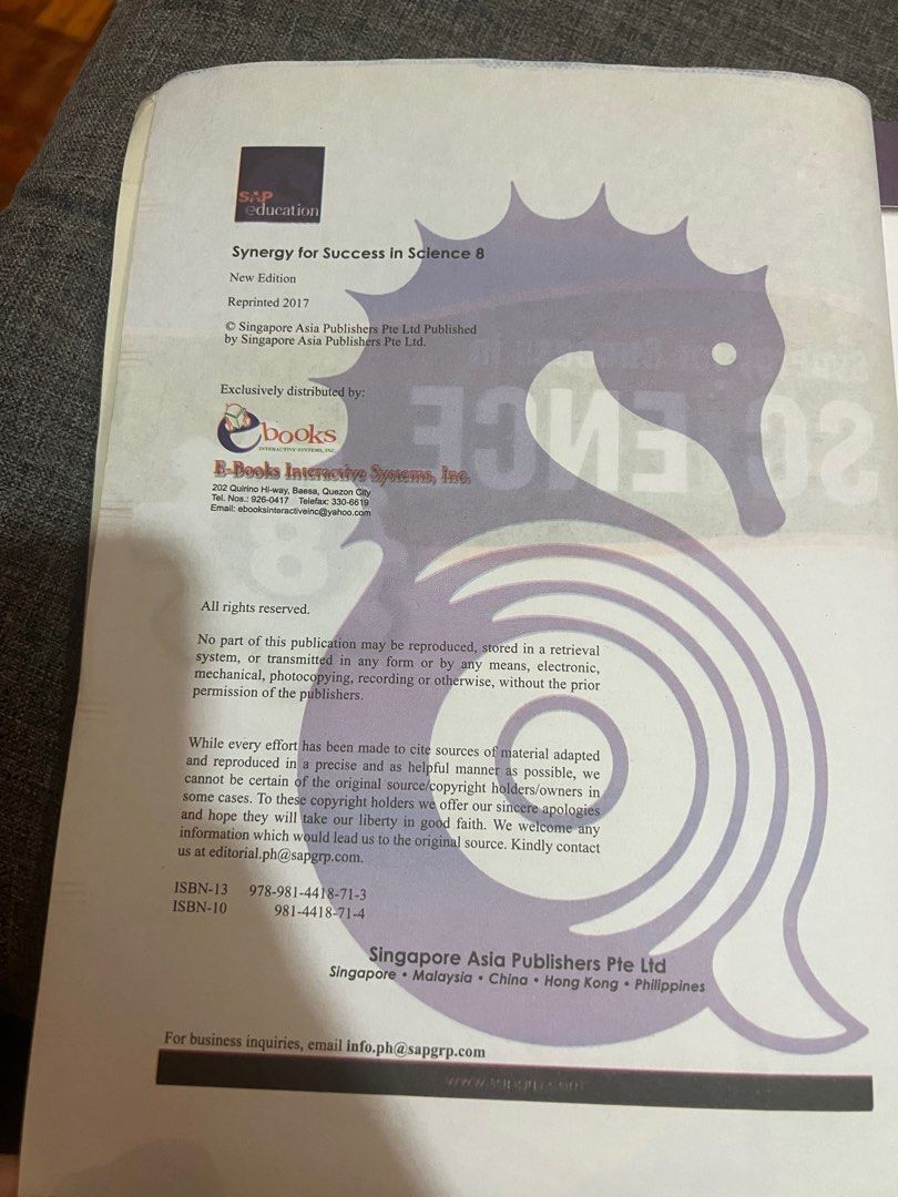 Synergy for Success in Science 8 (2017) (Category: Textbooks) located in Quezon City. Submitted by chloe_declutter (Listing ID 1311464109, Image 2). Description: Qc area Good condition Still available 05/24/2026.