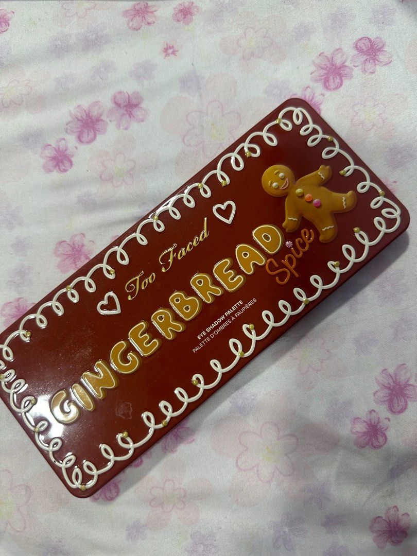 Too Faced Gingerbread Spice Eyeshadow Palette (Category: Makeup) located in Manila. Submitted by dei.clutter (Listing ID 1311357639, Image 1). Description: - original - used around 5-7x only - preloved but not abused - no box anymore - got it for P2,800 - rfs: curating my collection 💸 GCash / GoTyme.