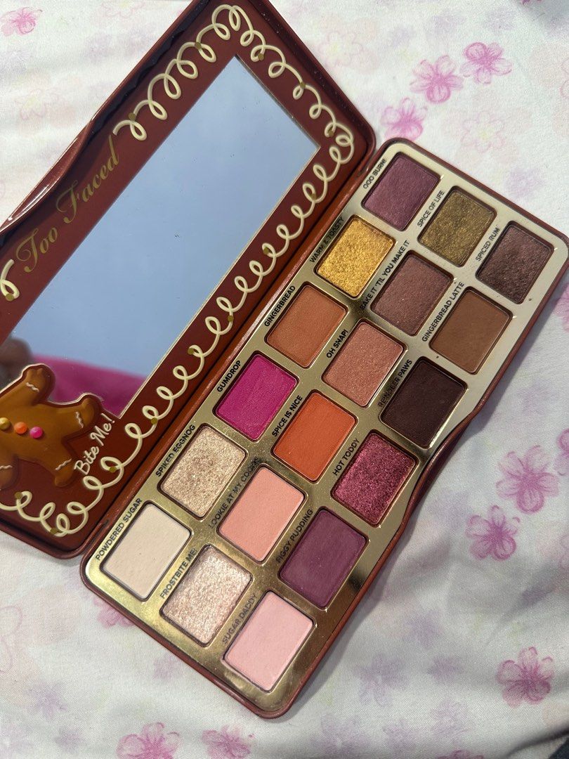 Too Faced Gingerbread Spice Eyeshadow Palette (Category: Makeup) located in Manila. Submitted by dei.clutter (Listing ID 1311357639, Image 2). Description: - original - used around 5-7x only - preloved but not abused - no box anymore - got it for P2,800 - rfs: curating my collection 💸 GCash / GoTyme.