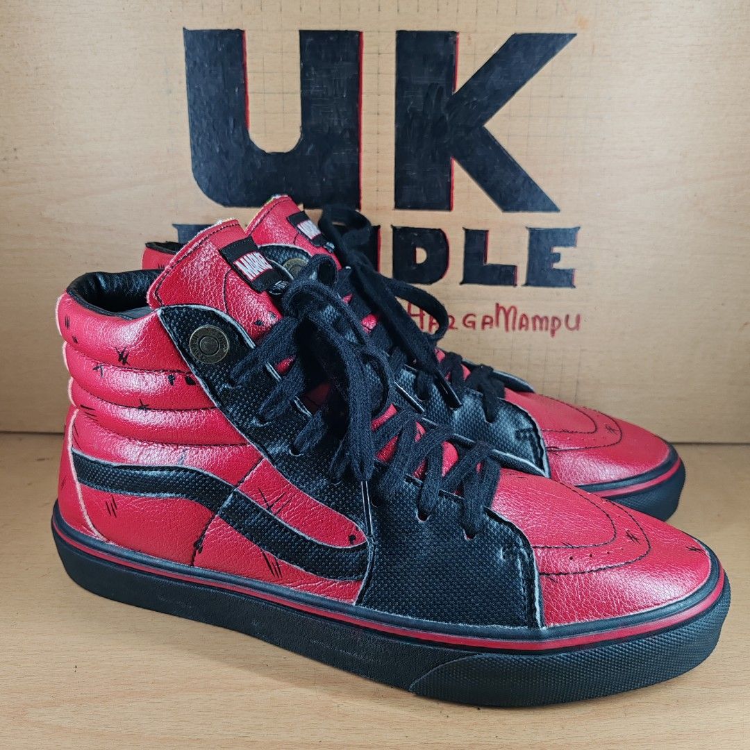 UKBundle 8.5UK 27.5cm VANS Sk8 x Marvel Deadpool Hi Leather Black Red Men s Fashion Footwear Sneakers on Carousell