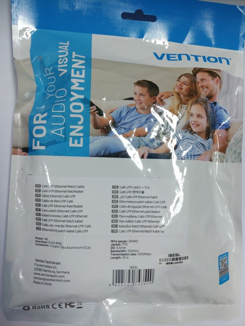 VENTION CAT 6 UTP ETHERNET PATCH CABLE 10 Meters ( (Category: Cables & Adaptors) located in Rizal. Submitted by Technobyte (Listing ID 1311379180, Image 2). Description: 1000mbps / Flexible & Durable/ Spine Feature & Twisted Pair 10 Meters.
