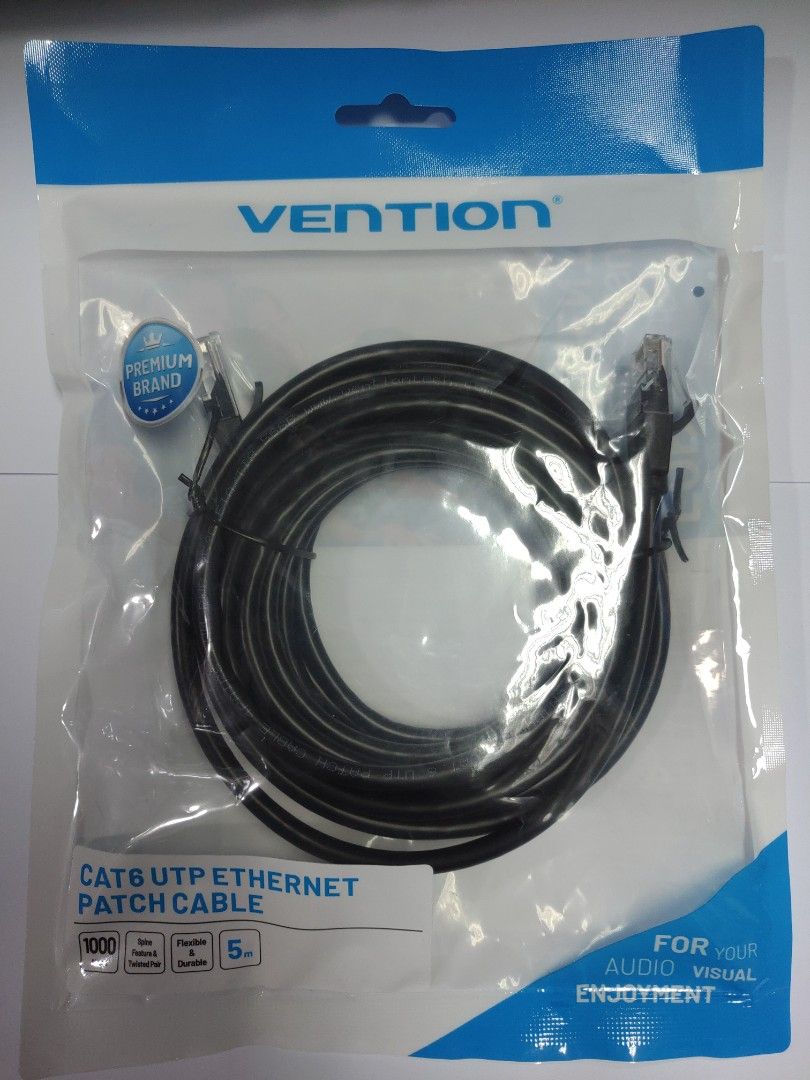 VENTION CAT 6 UTP ETHERNET PATCH CABLE 5m ( IBEBJ) (Category: Cables & Adaptors) located in Rizal. Submitted by Technobyte (Listing ID 1311418473, Image 1). Description: 1000mbps / Spine Feature & Twisted Pair/: Flexible and Durable 5 meters.