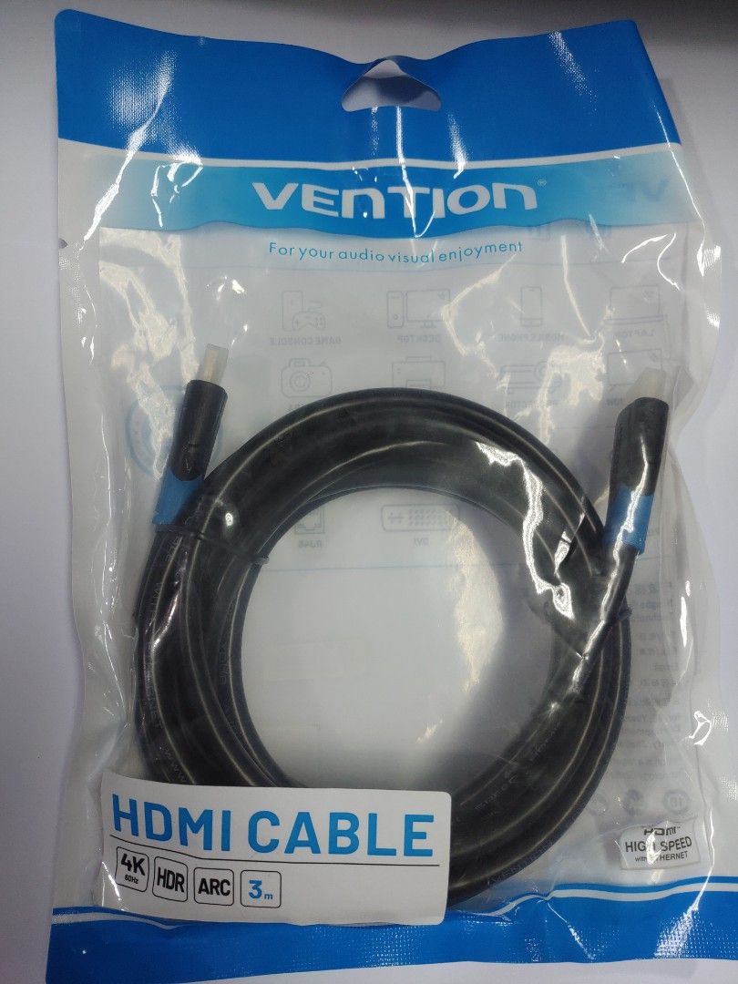 VENTION HDMI CABLE 4K 3 meters ( AACBI) (Category: Cables & Adaptors) located in Rizal. Submitted by Technobyte (Listing ID 1311375856, Image 1). Description: HDMI cable 4k 60Hz HDR/ARC 3 meters.
