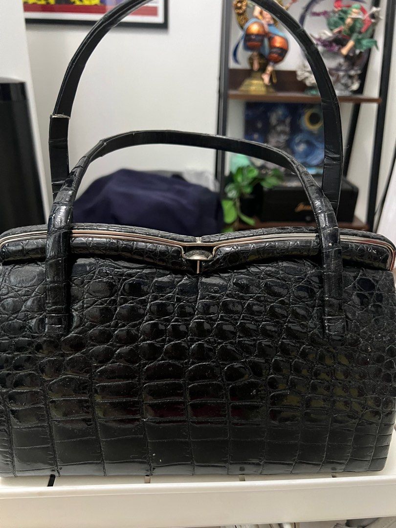 Vintage black leather clutch bag Luxury Bags Wallets on Carousell