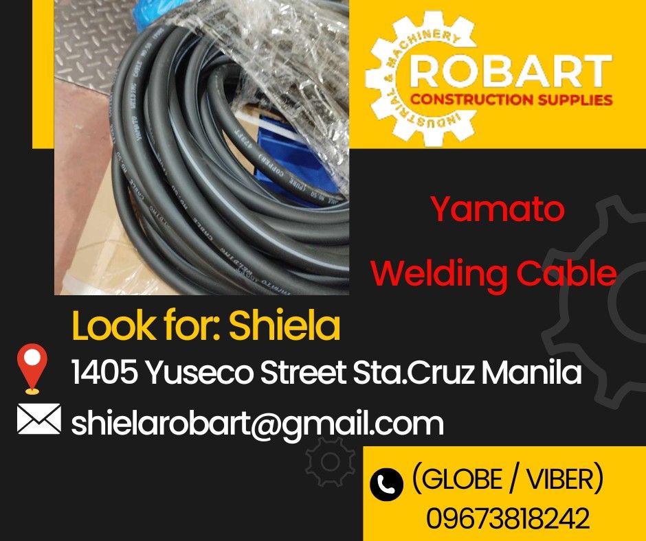 Yamato Welding Cable (Category: Construction Tools & Equipment) located in Caloocan City. Submitted by shielaroba44709 (Listing ID 1311366931, Image 1). Description: Yamato Welding Cable 2/0 SEND US MESSAGE FOR INQUIRIES ‼️‼️ Call: 09673818242 / 09662708845 Landline: 8636-3005 / 7746-6248 / 7002-2872 Look For: Shiela Robart Email: shielarobart@gmail. com robartconstructionsupplies@gmail. com 🔵100% Trusted Supplier 🔵Competitive Price 🔵𝑾𝒆 𝒂𝒓